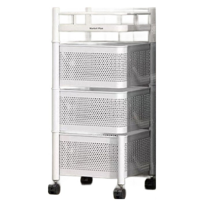 마켓플랜 이동식 트롤리 다층수납 회전 선반 28x59cm 3단