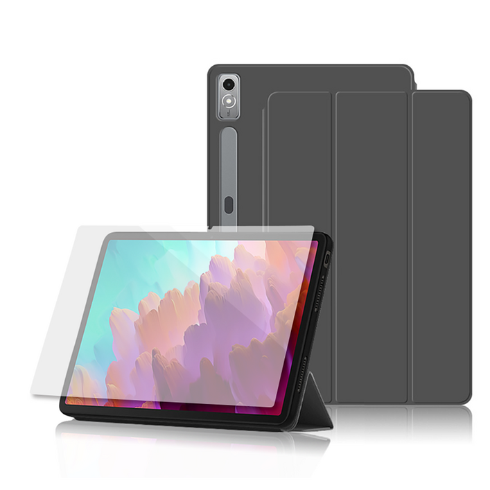 칸탐 레노버 샤오신패드 프로 12.7 커버 케이스  강화유리 필름 세트, 그레이, 1세트