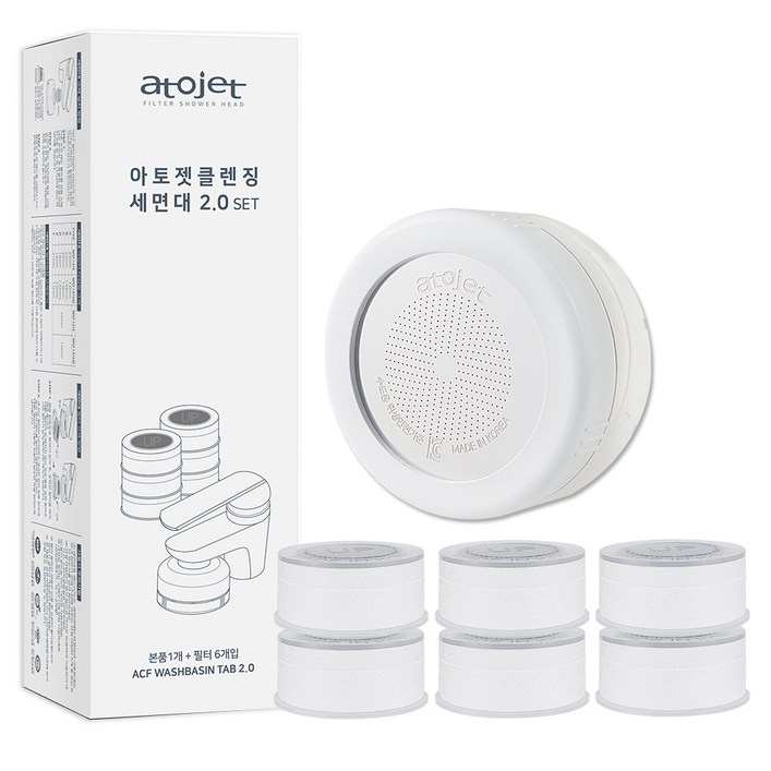 아토젯 클렌징 세면대 2.0 + 리필 필터 6p 세트, 단일 색상