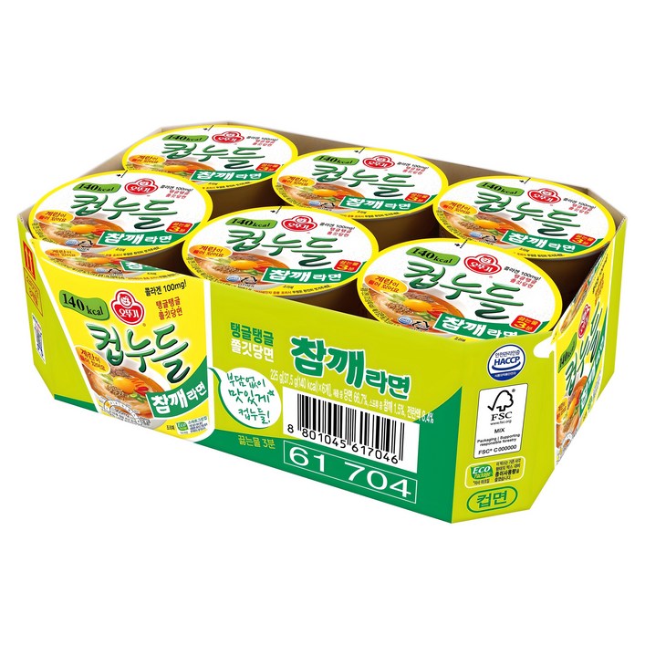 오뚜기 컵누들 참깨라면 37.5g, 6개 오뚜기 컵누들 참깨라면 37.5g, 6개