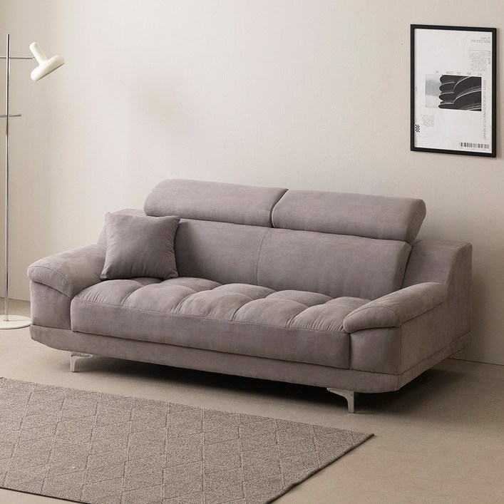 파로마 올랜도 B 아쿠아텍스 무빙헤드 패브릭 3인용 소파 스툴 제외, 진그레이