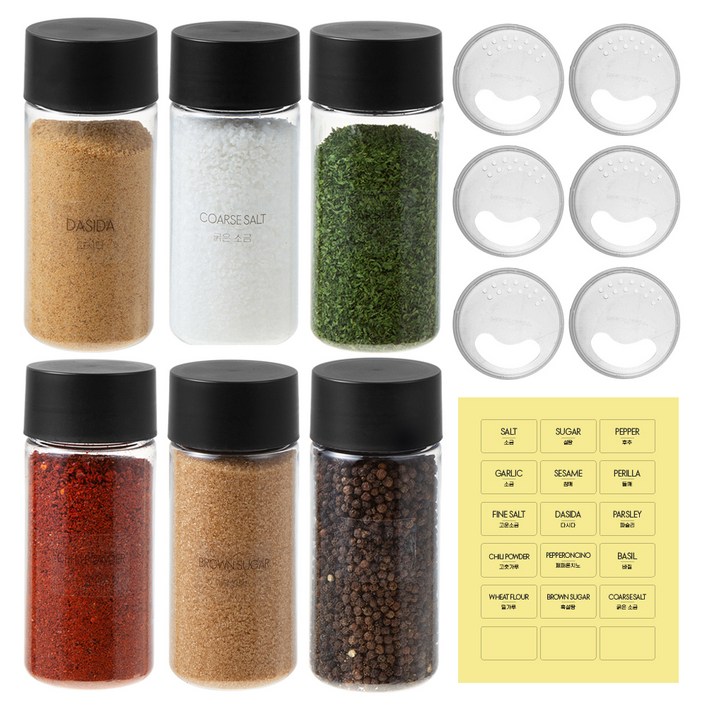 코멧 홈 국내생산 BPA FREE 클리어 원형 밀폐 양념통 6P 세트, 350ml