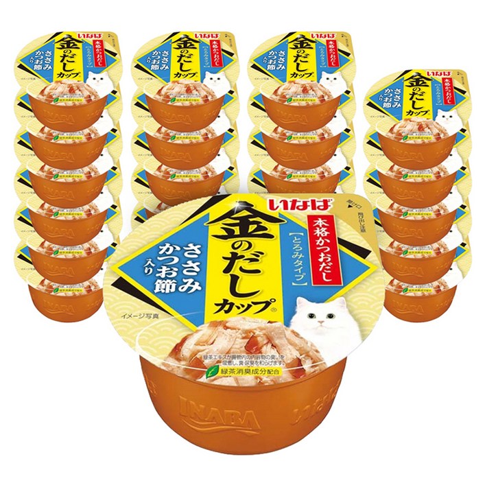 이나바 고양이 금빛육수 간식컵, 혼합맛닭가슴살가츠오부시, 70g, 24개