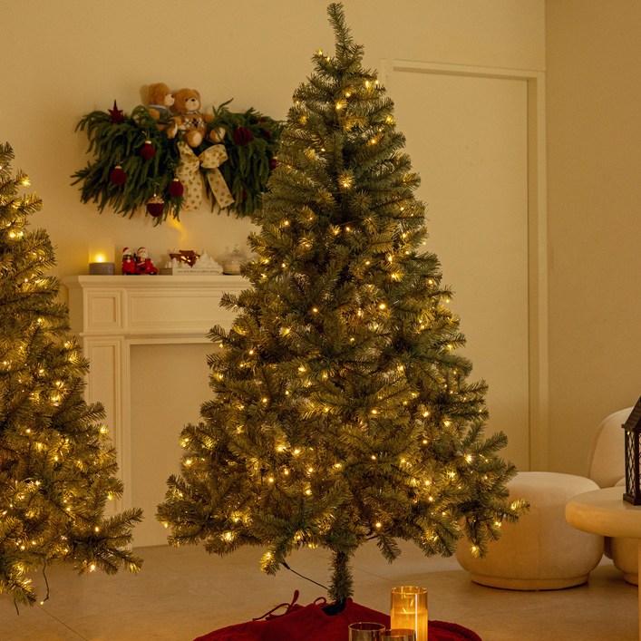 조아트 전구일체형 킥글로우 볼륨 빵빵 크리스마스 트리, 그레이, 180cm