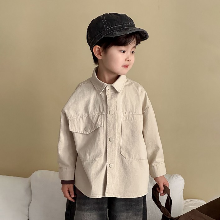 스타빈 아동용 빅포켓 심플 셔츠 자켓