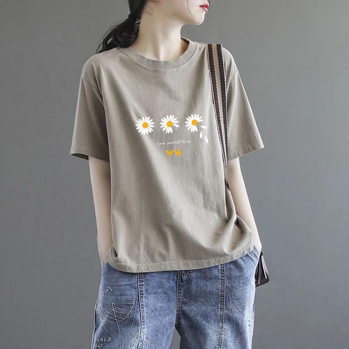 유토밸런 여성용 국화 반팔 티셔츠
