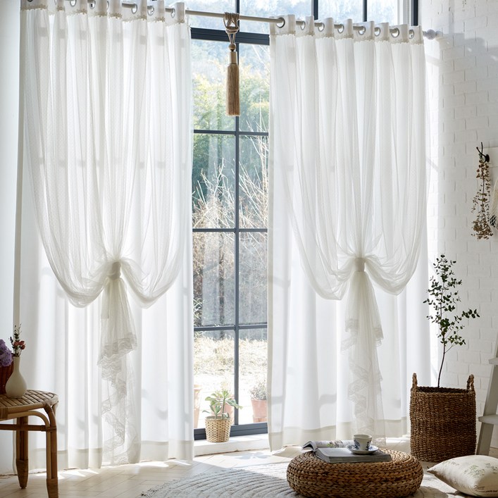 뷰하우스 스텔라 이중 레이스커튼 2p