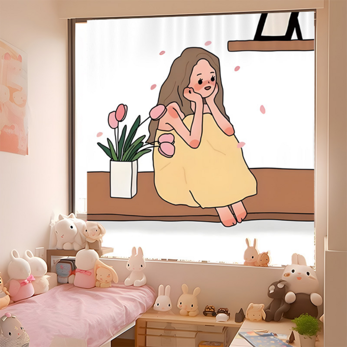 미미솔레 감성 일러스트 인테리어 벨크로 커튼
