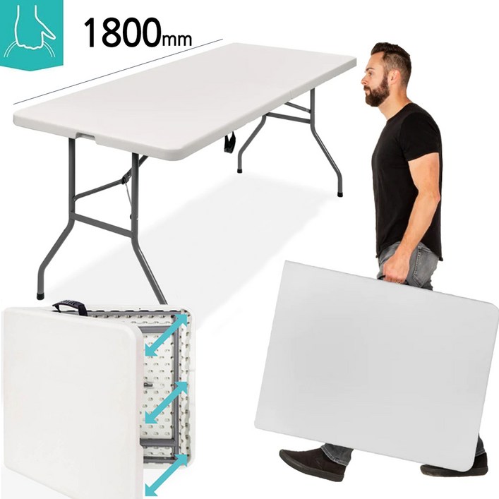 브로몰딩 야외 캠핑 접이식테이블 180mm 폭 74cm, 높이 74cm 테이블상판 반으로 접힘 펜션 학교 교회 회의실 테이블