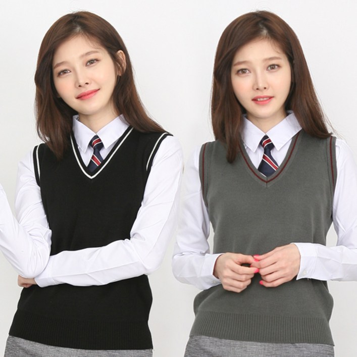 하루비나 니트 라인조끼 국내생산 SS4XL 남여공용 빅사이즈 학생조끼 교복조끼 회사유니폼 단체복