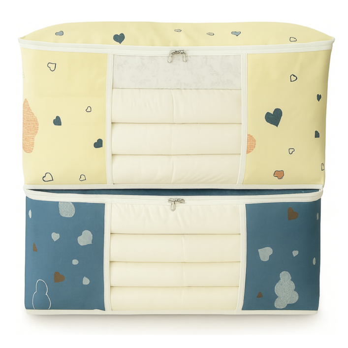 피어나다 투명창 의류이불 보관함 정리함 4P, 4개, 네이비