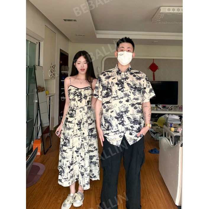 프렌치 커플시밀러룩 여름 데이트룩 원피스 세트 프렌치 커플시밀러룩 여름 데이트룩 원피스 세트