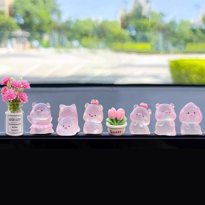 레브하우스 자동차 인테리어 꾸미기 돼지 피규어 소품 8p