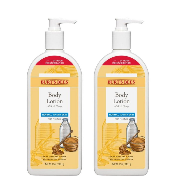 Burts Bees 밀크 허니 바디 로션 340g x2팩 for Dry Skin