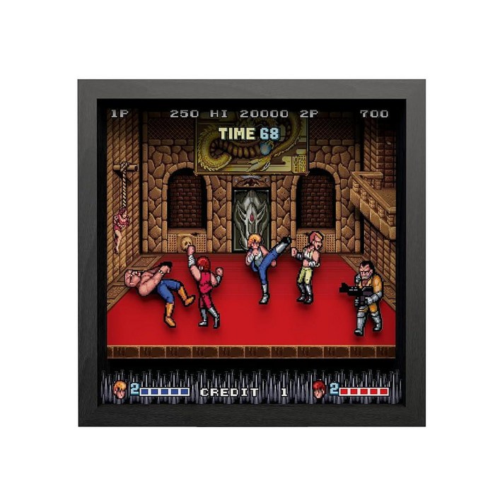 Pixel Frames  더블 드래곤 22.9cm x 22.9cm 섀도우 박스 아트 빅 PFARC100, 멀티 컬러