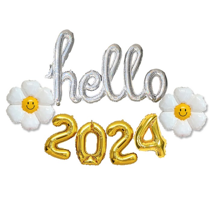 연말파티 헬로 2023 풍선 세트 3종 별 새해 신년 파티용품