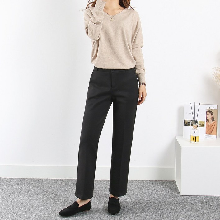 여성 겨울 기모바지 빅사이즈 뒷밴딩일반 선택 멜로이 기모팬츠 슬랙스