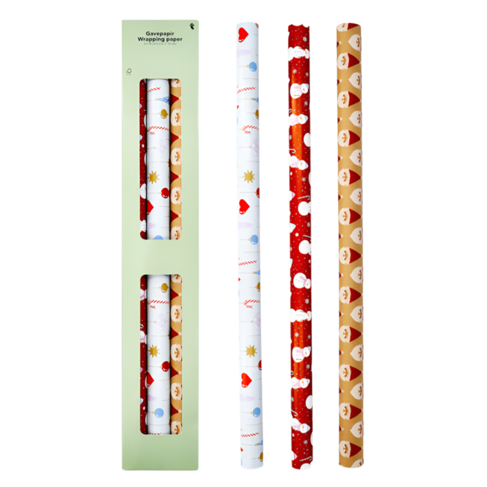 플라잉타이거 코펜하겐 크리스마스 포장지 3종 세트 산타 눈사람 오너먼트 홈 파티 선물 포장