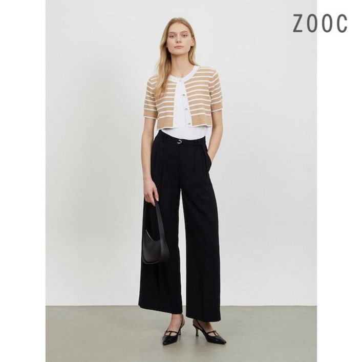 ZOOC 벨티드 와이드 핀턱 팬츠 BK Z242MSA024