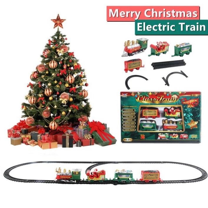 크리스마스 전기 기차 장난감 세트, 209 철도 기차 트랙 프레임, 사운드 라이트 포함, 크리스마스 트리 장, 02 211 - 쇼핑앤샵