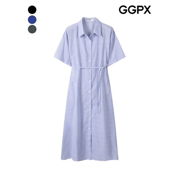 GGPX 카라넥 버튼 프런트 스트랩 원피스  GP4OP090F