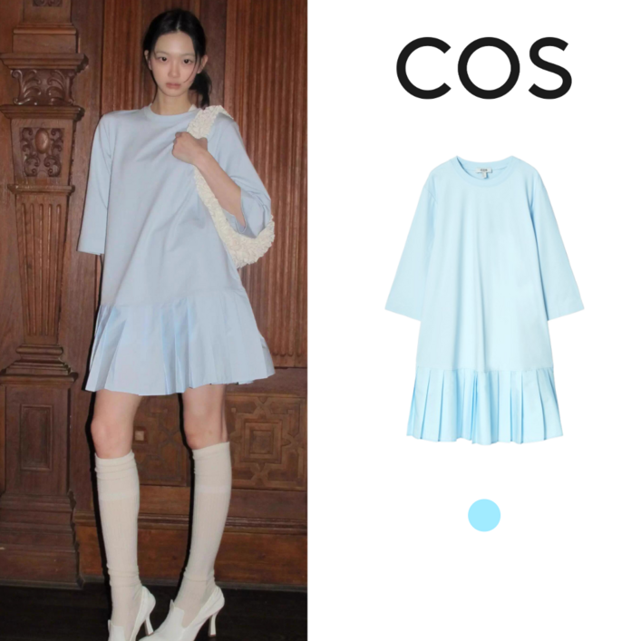 COS 여성 스플라이싱 플리츠 원피스