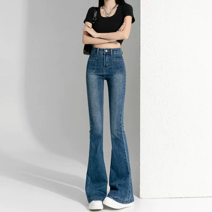 couchsurfing 여성 고급스러운 아메리칸 스타일 신상 세미 부츠컷 데님 팬츠