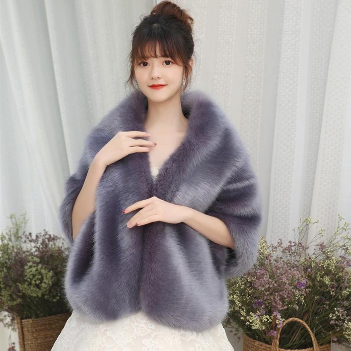 밍크 케이프 토끼털 숄 인조 모피 여성 한복숄 페이크퍼