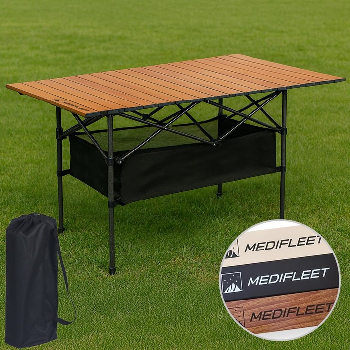 메디플릿 접이식 롤업 아웃도어 경량 캠핑 대형 테이블 수납 주머니 포함