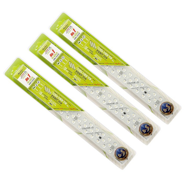 LED모듈 25W 포밍램프 일체형 LED형광등 OSRAM칩 3세트, 전구색, 3개