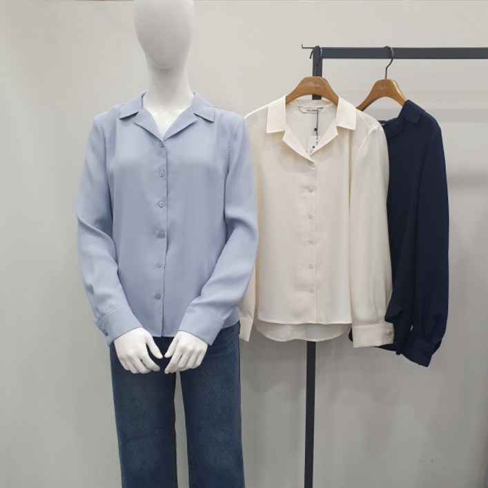 로엠 베이직 오픈카라 블라우스