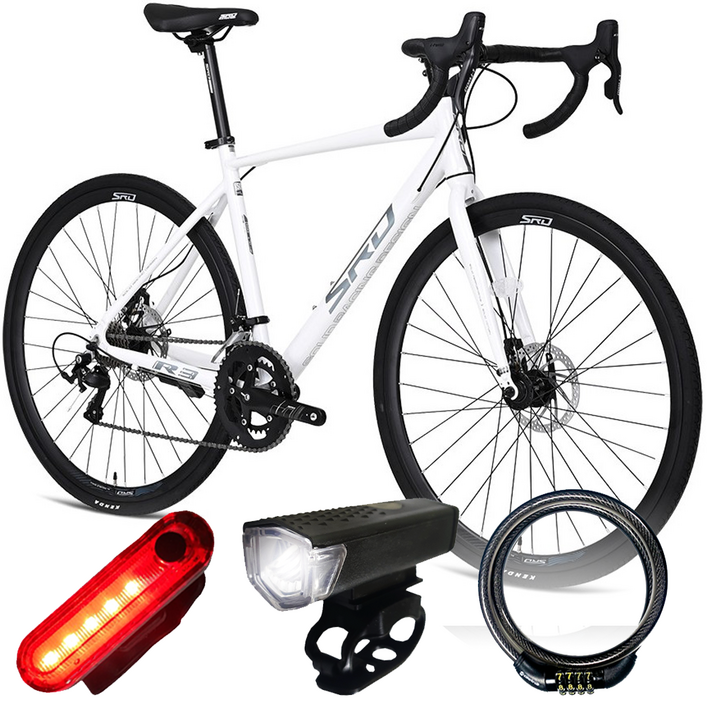 2025 SRD 경량 알루미늄 로드자전거 R3 16단 듀얼레버 디스크브레이크 완조립, 1개, 470cm, 유광화이트