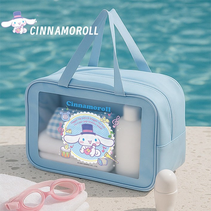 산리오 반투명 PVC 비치백 수영가방 여행용 목욕 방수 파우치