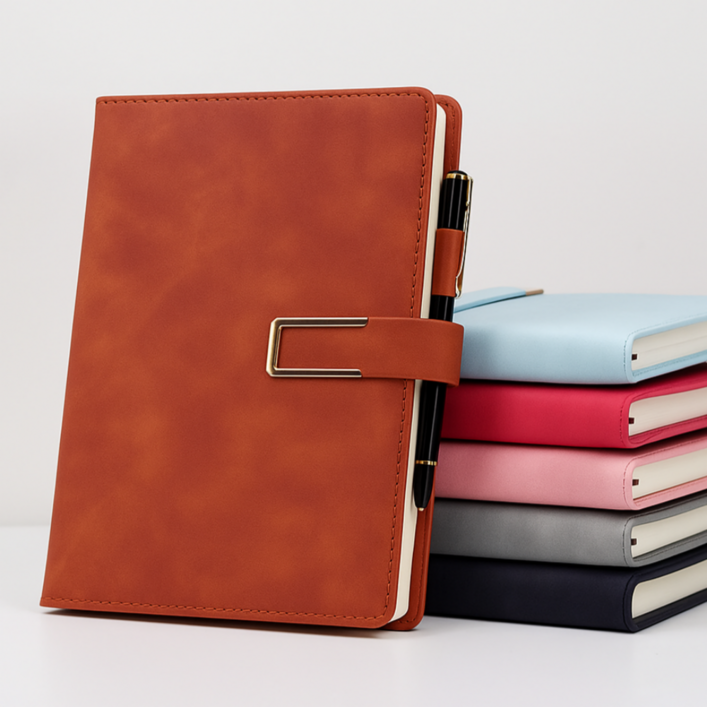 풀팩토리 A5 심플 버클 가죽 다이어리, 1개, 다크 브라운