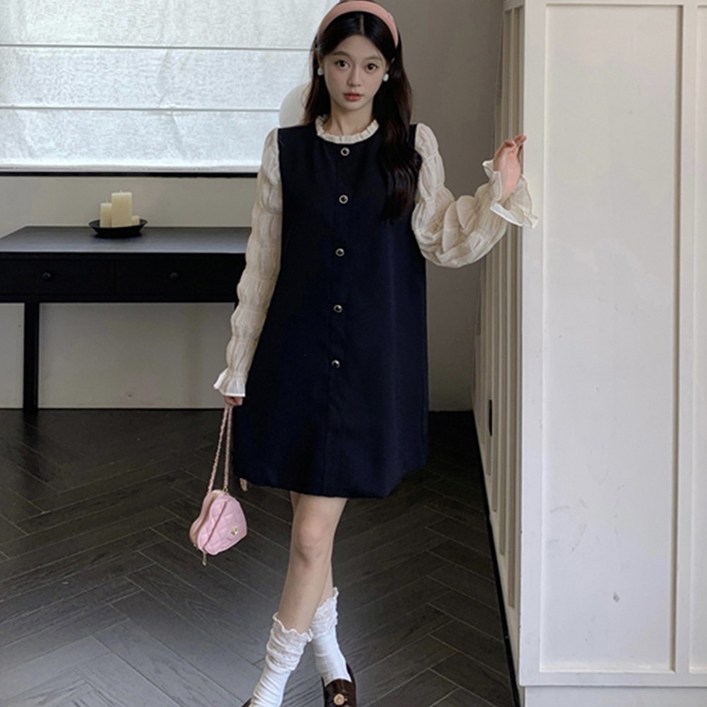 센스레이디 예쁜 시폰 하객  루즈핏 빅사이즈 롱 원피스