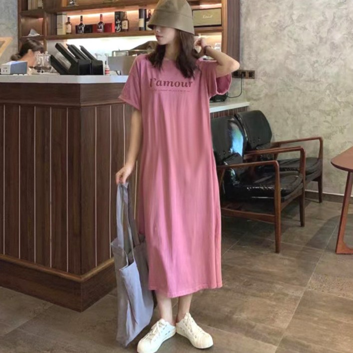 핏몬 여성 루즈핏 반팔 빅사이즈 찰랑 롱 원피스 5종 자체제작