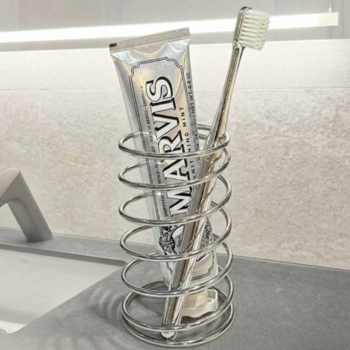 로멀리 스프링 스텐 욕실 칫솔꽂이