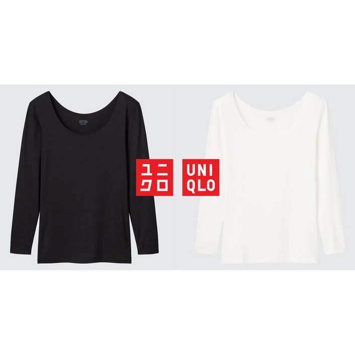 일본 UNIQLO 유니클로 히트텍 우먼 여자 히트텍 U넥 티셔츠 8부 소매
