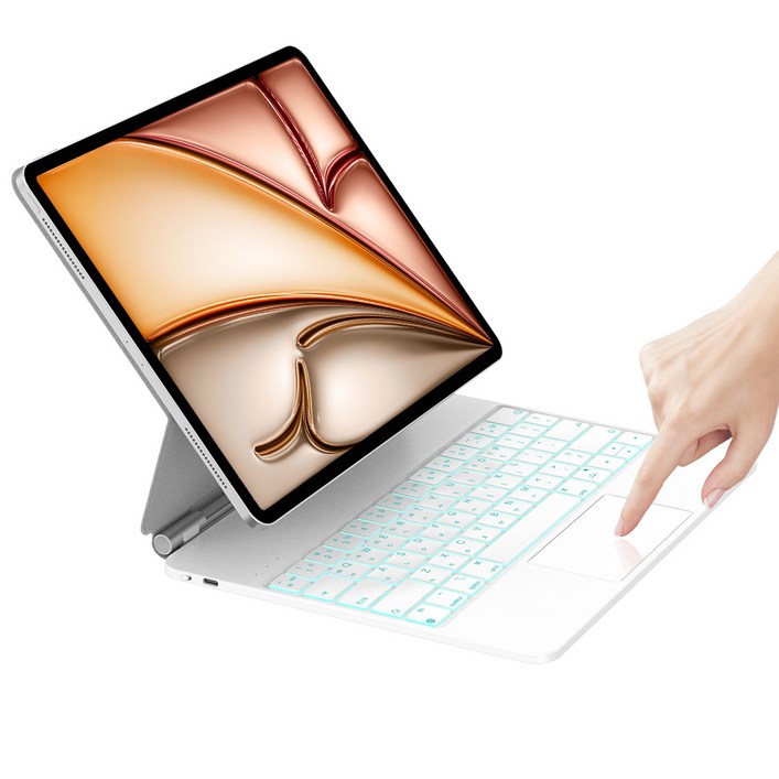 HOU 아이패드 호환 매직키보드 프로M4 1234세대 에어654 M2 1112.9인치 10세대 한글각인 키보드, 에어 6세대 11인치, 화이트