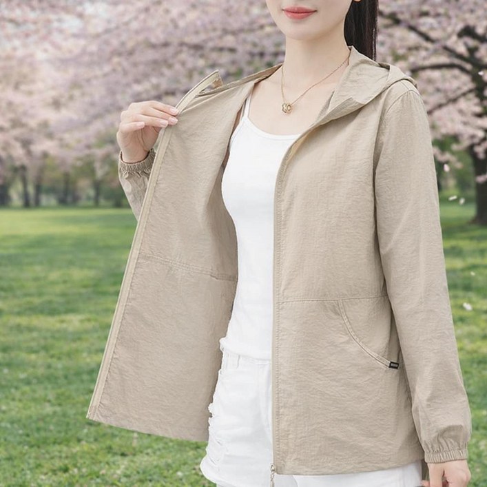 루미빈 여름 여성 자외선차단 후드 집업 경량 통기성 바람막이
