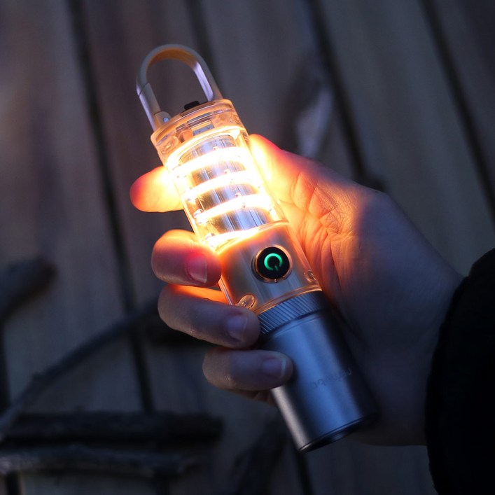 루멘픽 캠핑랜턴 감성 차박조명 충전식 LED 라이트 손전등, 1개, 베이지