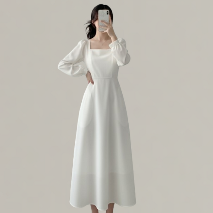 여성용 스퀘어넥 링클프리 스트링 원피스