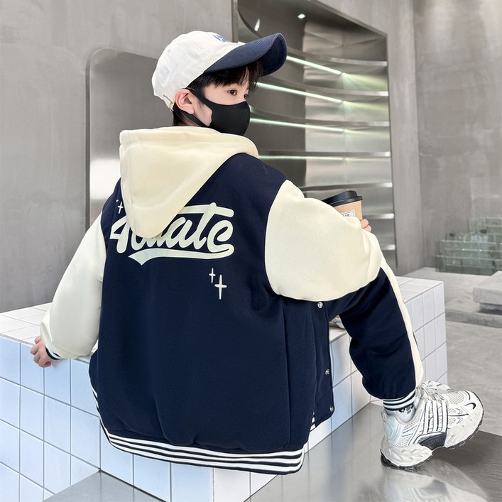 비비키드 남아 기모 겨울 신상 벤 레터링 티셔츠 후드 야구점퍼 상하복 세트 초중생 긴팔 초등생 긴바지 세트 2512