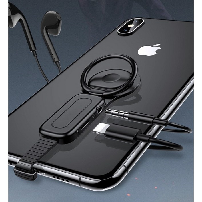 엑스크라프트 애플 아이폰 8핀 고속충전 이어폰 듀얼젠더 그립톡 스마트링 XSG12, 1개