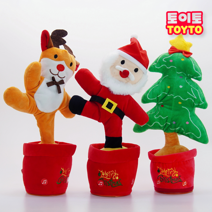 크리스마스 선인장 산타 트리 루돌프 화분인형 말 따라하는 움직이는 인형 춤추는 트리인형 댄싱트리