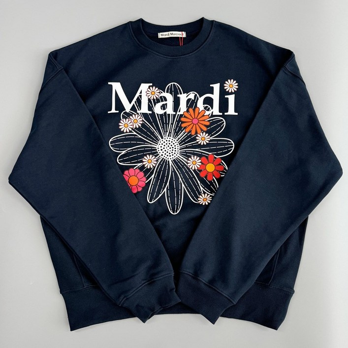 국내매장판 마르디 메크르디 플라워 마르디 블라썸 맨투맨 네이비화이트 NAVY WHITE