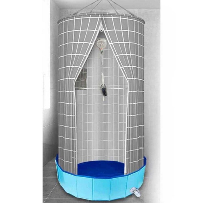 욕실샤워커튼 간이 샤워부스 방수 원단 커튼 휴대용 목욕 보온