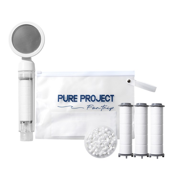 퓨어프로젝트 필수 해외여행용 샤워기헤드  휴대용 파우치 세트
