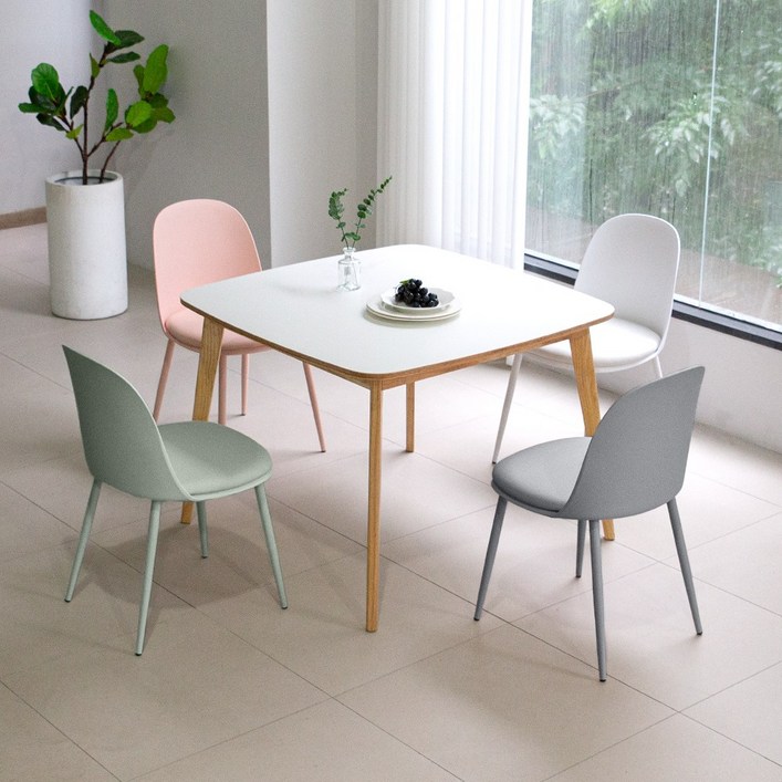 크림우드 1000 사각 마카롱 4인 주방 식탁 세트, 선택:라이트블루