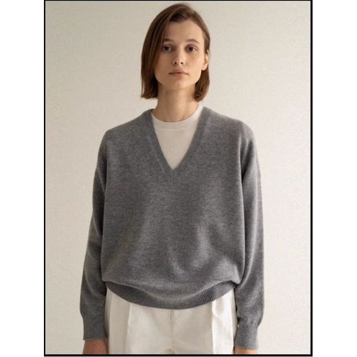 캐시미어 니트 브이넥 드온도 디엠버 고비 스트라이프